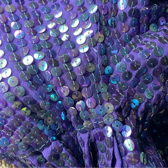 Vintage Silk & Sequins Purple Dress Hand Made - Picture 14 of 14